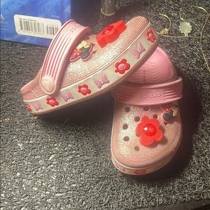 Minnie CROCS Pink and Red Sandals with light up Charms